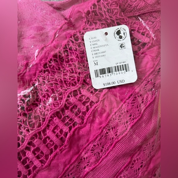 NWT free people Eleanor’s magentiful Barbie pink skirt set sz medium bandana top - Picture 4 of 4